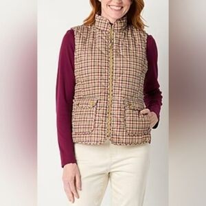 St Johns Bay Women Neutral Checkerd Vest Jacket Size 2X NWT